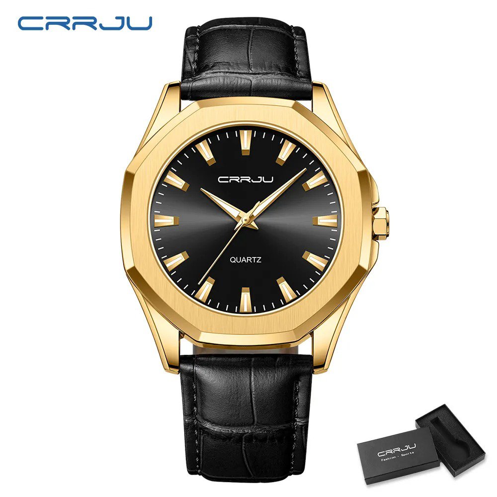 Gold black box_Men Watch Unique Quartz Wrist Watches for Men with Luminous Hands