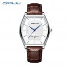 Brown_Mens Watches Japan Quartz Slim Mesh Steel Leather Band Waterproof