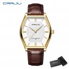 Brown gold box_Mens Watches Japan Quartz Slim Mesh Steel Leather Band Waterproof