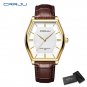 Brown gold box_Mens Watches Japan Quartz Slim Mesh Steel Leather Band Waterproof