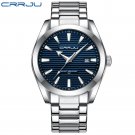 Silver blue_Men's Watches  Luxury Stainless Steel Band Quartz with Auto Date Luminous Dial