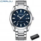 Silver blue box_Men's Watches  Luxury Stainless Steel Band Quartz with Auto Date Luminous Dial