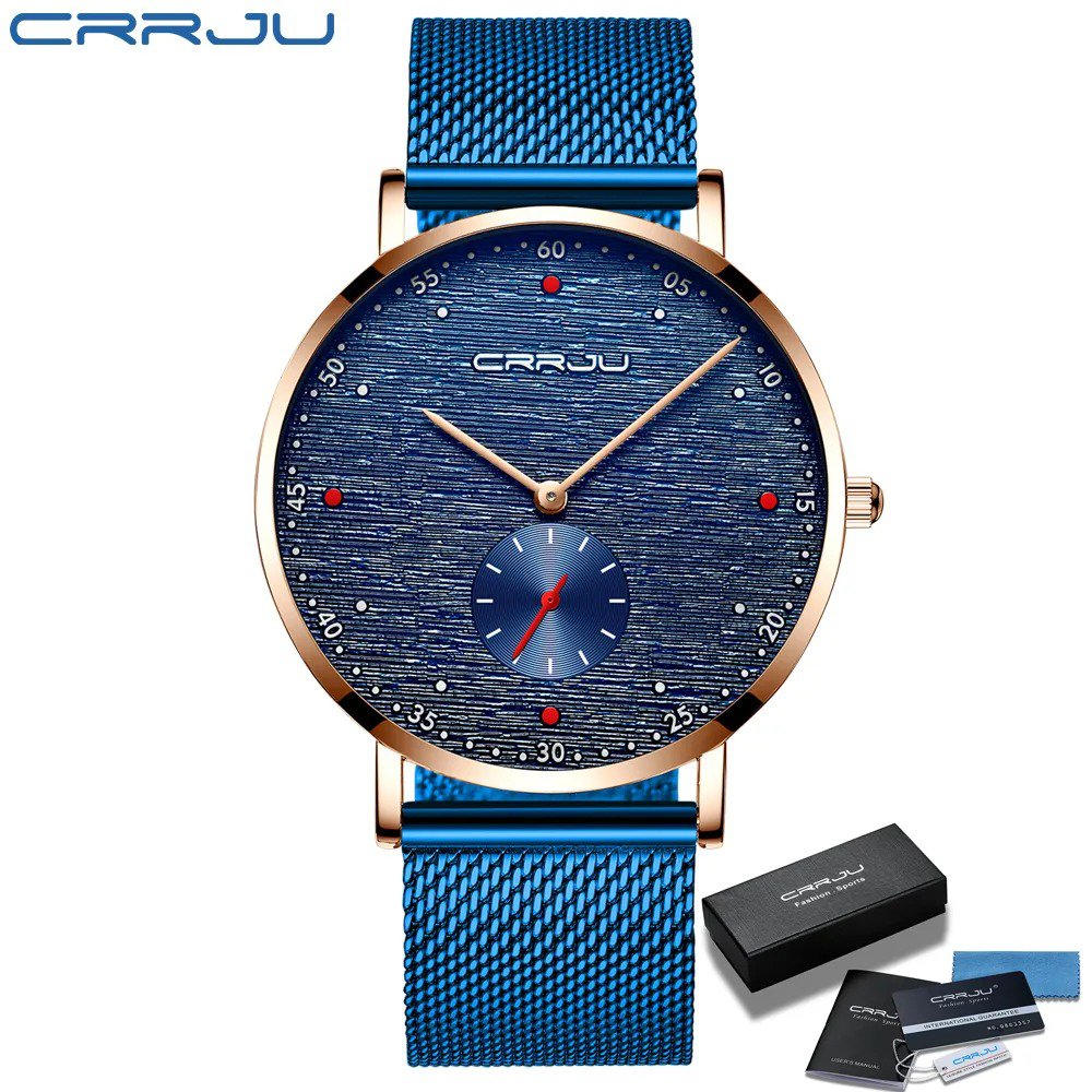 BE RS blue BOX_Watch  Luxury Watch Men Stainless Steel Business Clock Waterproof Watches Mens Luxury