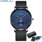 Black Blue BOX_Watch  Luxury Watch Men Stainless Steel Business Clock Waterproof Watches Mens Luxury
