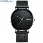 Black_Men Watch Luxury Quartz Ultra-thin Mesh Strap Casual Silple Waterproof Wristwatch