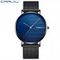 Black Blue_Men Watch Luxury Quartz Ultra-thin Mesh Strap Casual Silple Waterproof Wristwatch