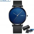 Black Blue BOX_Men Watch Luxury Quartz Ultra-thin Mesh Strap Casual Silple Waterproof Wristwatch