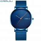 Blue_Men Watch Luxury Quartz Ultra-thin Mesh Strap Casual Silple Waterproof Wristwatch