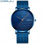 Blue_Men Watch Luxury Quartz Ultra-thin Mesh Strap Casual Silple Waterproof Wristwatch