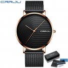 Rose Black BOX_Men Watch Luxury Quartz Ultra-thin Mesh Strap Casual Silple Waterproof Wristwatch