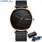 Rose Black BOX_Men Watch Luxury Quartz Ultra-thin Mesh Strap Casual Silple Waterproof Wristwatch