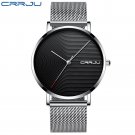 Silver Black_Men Watch Luxury Quartz Ultra-thin Mesh Strap Casual Silple Waterproof Wristwatch