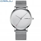Silver White_Men Watch Luxury Quartz Ultra-thin Mesh Strap Casual Silple Waterproof Wristwatch