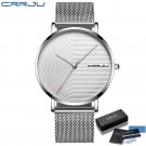 Silver White BOX_Men Watch Luxury Quartz Ultra-thin Mesh Strap Casual Silple Waterproof Wristwatch