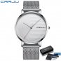 Silver White BOX_Men Watch Luxury Quartz Ultra-thin Mesh Strap Casual Silple Waterproof Wristwatch