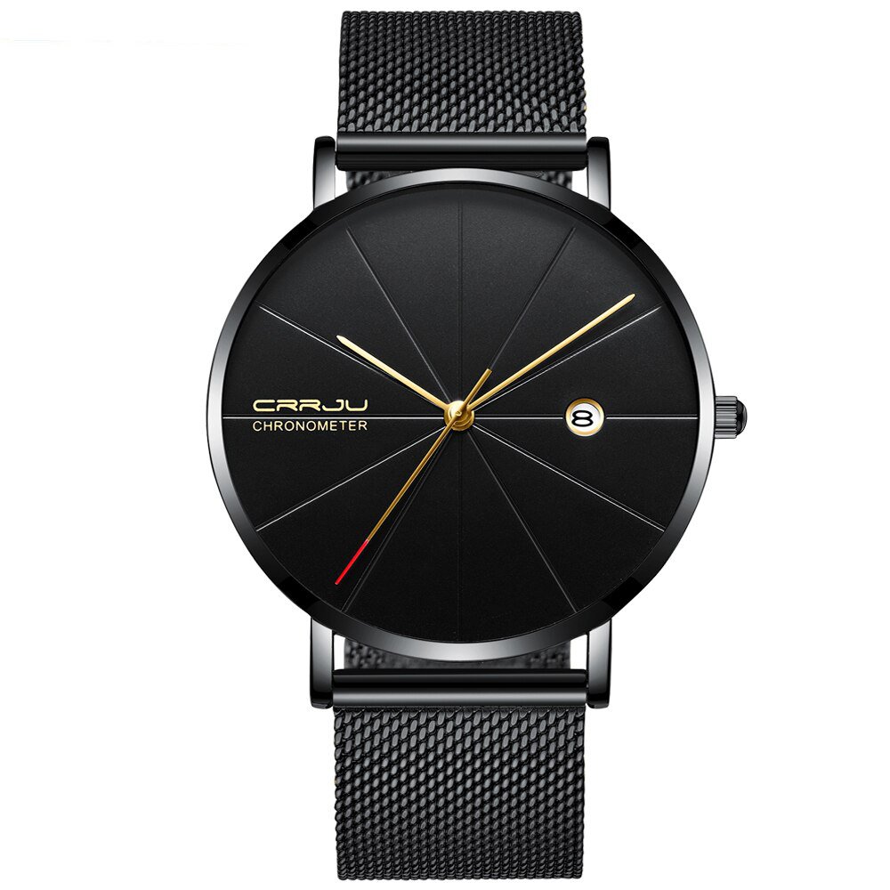 BBG_Men Watch Ultra Thin Mesh Steel Wristwatch with Date Sport Waterproof
