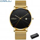 gold box_Men Watch Ultra Thin Mesh Steel Wristwatch with Date Sport Waterproof