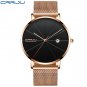 rose black_Men Watch Ultra Thin Mesh Steel Wristwatch with Date Sport Waterproof