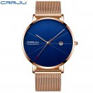 rose blue_Men Watch Ultra Thin Mesh Steel Wristwatch with Date Sport Waterproof