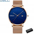 rose blue box_Men Watch Ultra Thin Mesh Steel Wristwatch with Date Sport Waterproof
