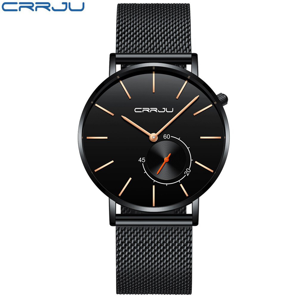 black black gold_Men Watches Ultra-thin Quartz Clock WristWatch Waterproof