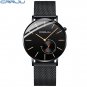 rose gold black_Men Watches Ultra-thin Quartz Clock WristWatch Waterproof