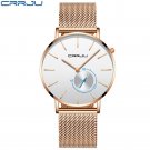 rose gold white_Men Watches Ultra-thin Quartz Clock WristWatch Waterproof