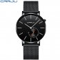 black black silver_Men Watches Quartz Clock Ultra-thin WristWatch Waterproof
