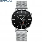 silver black_Men Watches Quartz Clock Ultra-thin WristWatch Waterproof