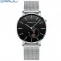 silver black_Men Watches Quartz Clock Ultra-thin WristWatch Waterproof