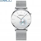silver white_Men Watches Quartz Clock Ultra-thin WristWatch Waterproof