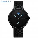 B-BLUE_Black Slim Watch Women Men Watch Luxury Elegant Dress Watches Unisex Ultra Thin Wristwatch es
