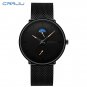 black blue_Black Slim Watch Women Men Watch Luxury Elegant Dress Watches Unisex Ultra Thin Wristwatc