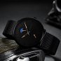 black blue_Black Slim Watch Women Men Watch Luxury Elegant Dress Watches Unisex Ultra Thin Wristwatc
