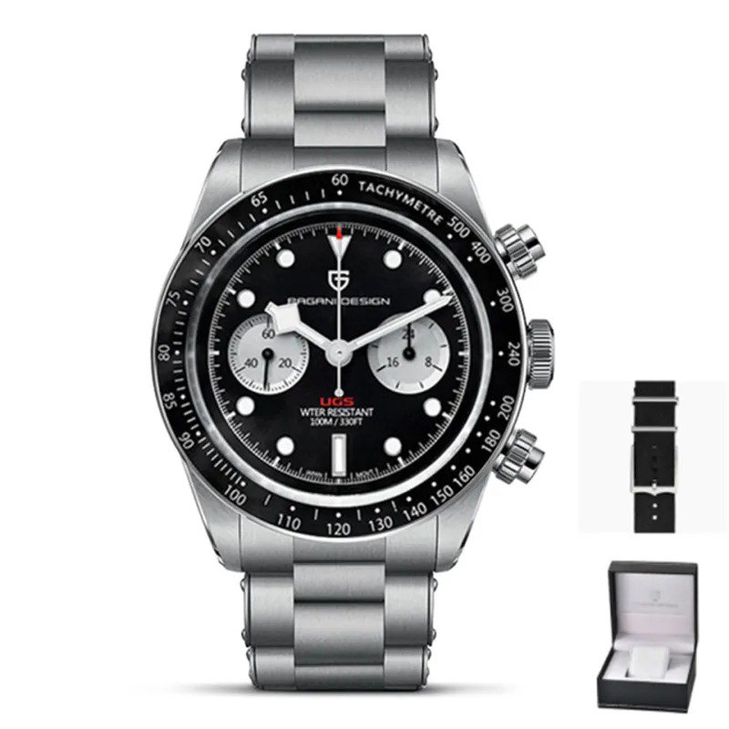 Black Box_2023    Panda Retro Dial Mens Watches Top Brand Luxury Sports Chronograph Men Quartz Wrist