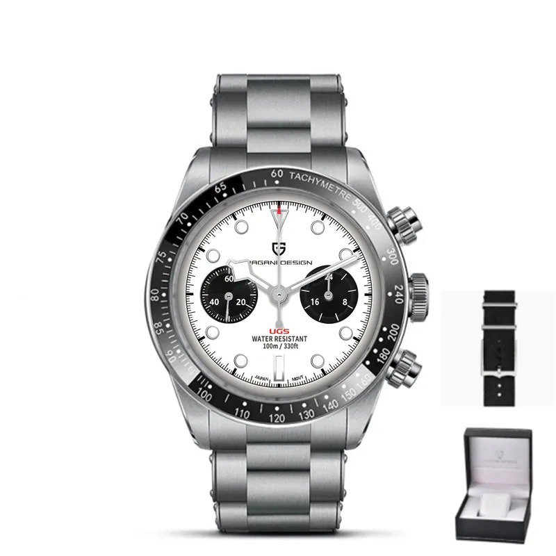 White Box_2023    Panda Retro Dial Mens Watches Top Brand Luxury Sports Chronograph Men Quartz Wrist