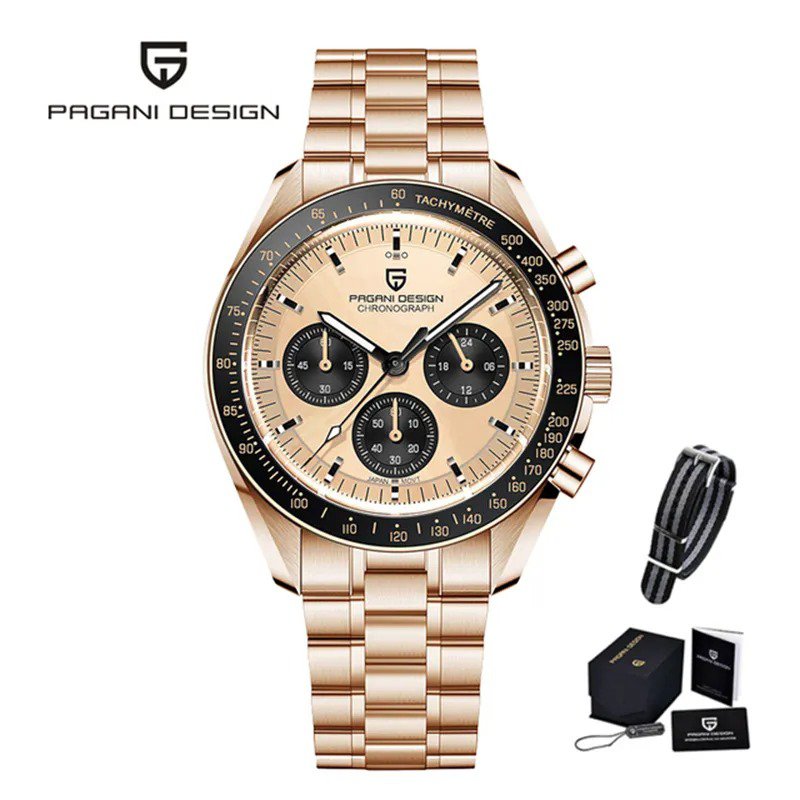 Gold Black_2023    Moon Men's Quartz Watches Luxury Chronograph Watch For Men Sapphire AR Mirror Wat