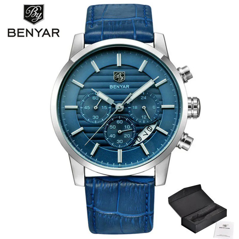 Dark blue_Top Brand Luxury Stainless Steel Watch Men Business Casual Quartz Watch Military Wristwatc