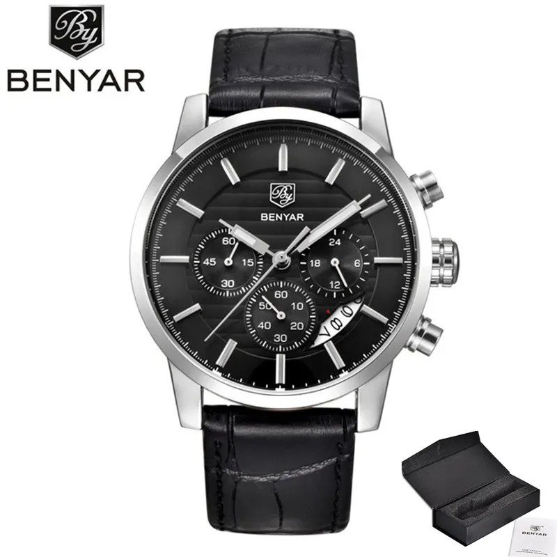 Silver black_Top Brand Luxury Stainless Steel Watch Men Business Casual Quartz Watch Military Wristw
