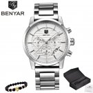 5104-G white_Business Chronograph Sport All steel Men Watches Top Brand Luxury Military Quartz Male 