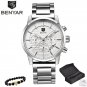 5104-G white_Business Chronograph Sport All steel Men Watches Top Brand Luxury Military Quartz Male 