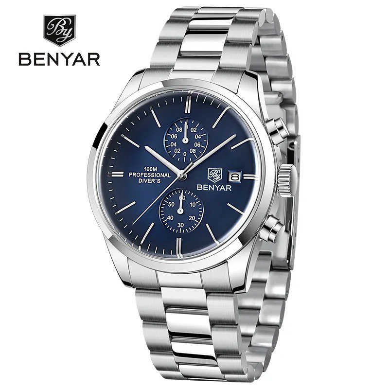 Silver Blue_Mens Watches Top Brand Luxury Quartz Men Watch 2023 Sports Watch For Men Chronograph Mil