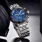 Silver Blue_Mens Watches 2023 Top Brand Luxury Quartz Chronograph Watch For Men Sports Waterproof Mi