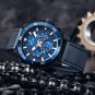 Blue_Mens Watches Top Brand Luxury Quartz Watch For Men Sports Chronograph Waterproof Leather Lumino