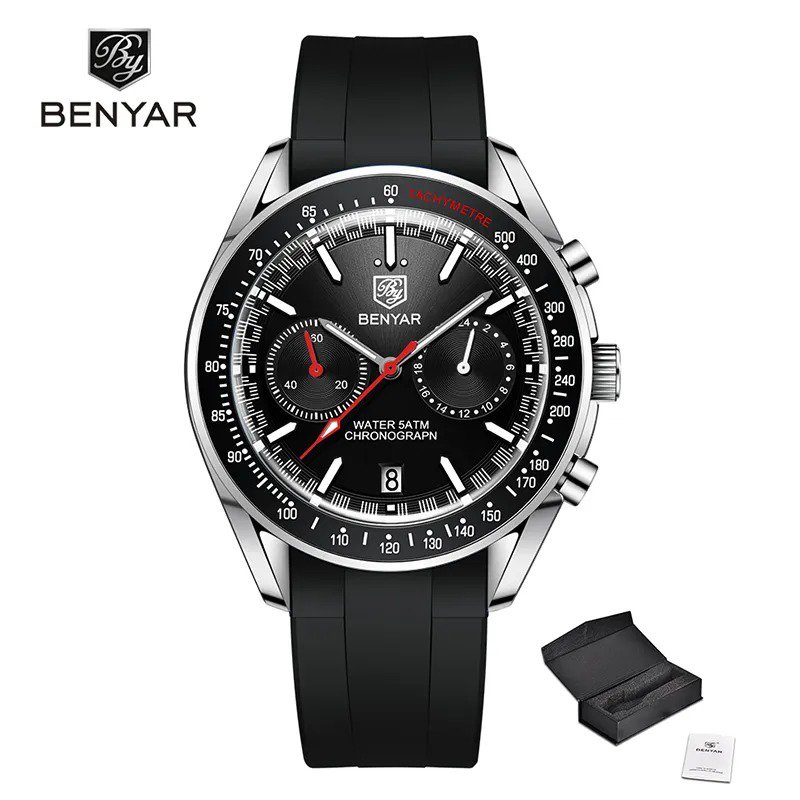 J Black_2023  Moon Watch For Men Luxury Quartz Chronograph Men Watches Sports Waterproof Automatic L