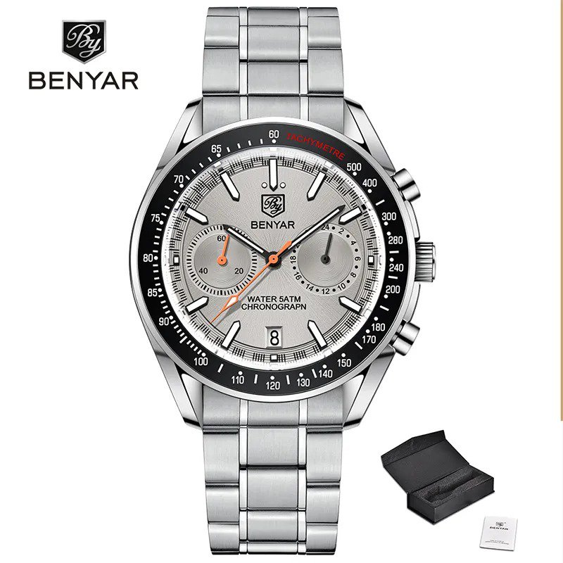 Silver Gray_2023  Moon Watch For Men Luxury Quartz Chronograph Men Watches Sports Waterproof Automat