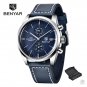 Silver Blue_2023 Men's Watches Top Brand Luxury Chronograph quartz Watch for Men Leather Leather Wa