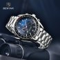 Silver Blue_Moon Watch For Men Dial Analog Chronograph Waterproof Analog Quartz Mens Watches Automat