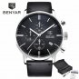 Black_2022 Luxury Men Watch Waterproof Genuine Leather Fashion Casual Quartz Wristwatch Man's Busine