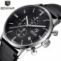 Black_2022 Luxury Men Watch Waterproof Genuine Leather Fashion Casual Quartz Wristwatch Man's Busine